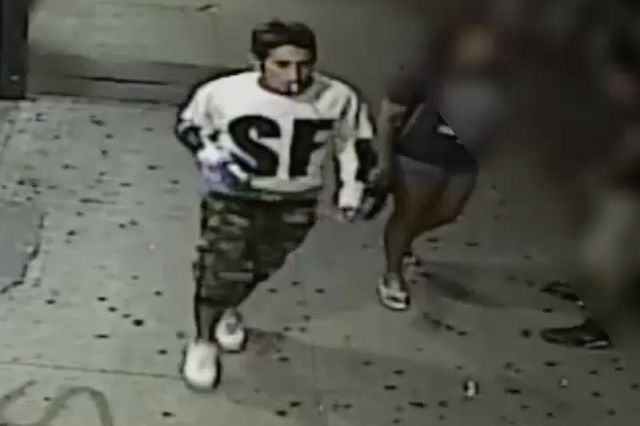 From surveillance footage of the suspect